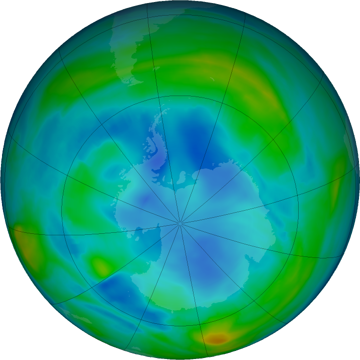 Antarctic ozone map for 23 July 2022